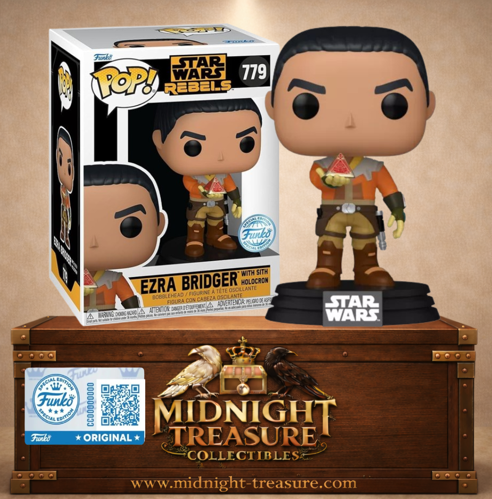 Funko Pop! N°779 – Ezra Bridger avec Holocron Sith de Star Wars Rebels, version Special Edition inspirée de la saison 3 avec artefact Sith rouge.