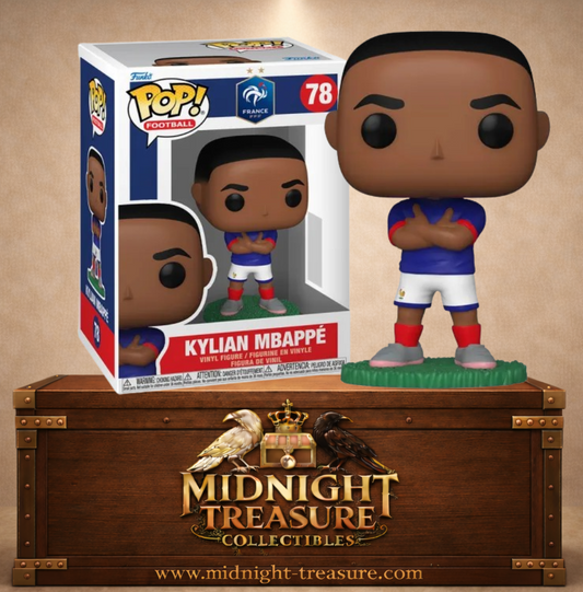 Funko Pop! Football N°78 – Kylian Mbappé Équipe de France célébration bras croisés sur pelouse. Une figurine fidèle parfaite pour les fans de football.