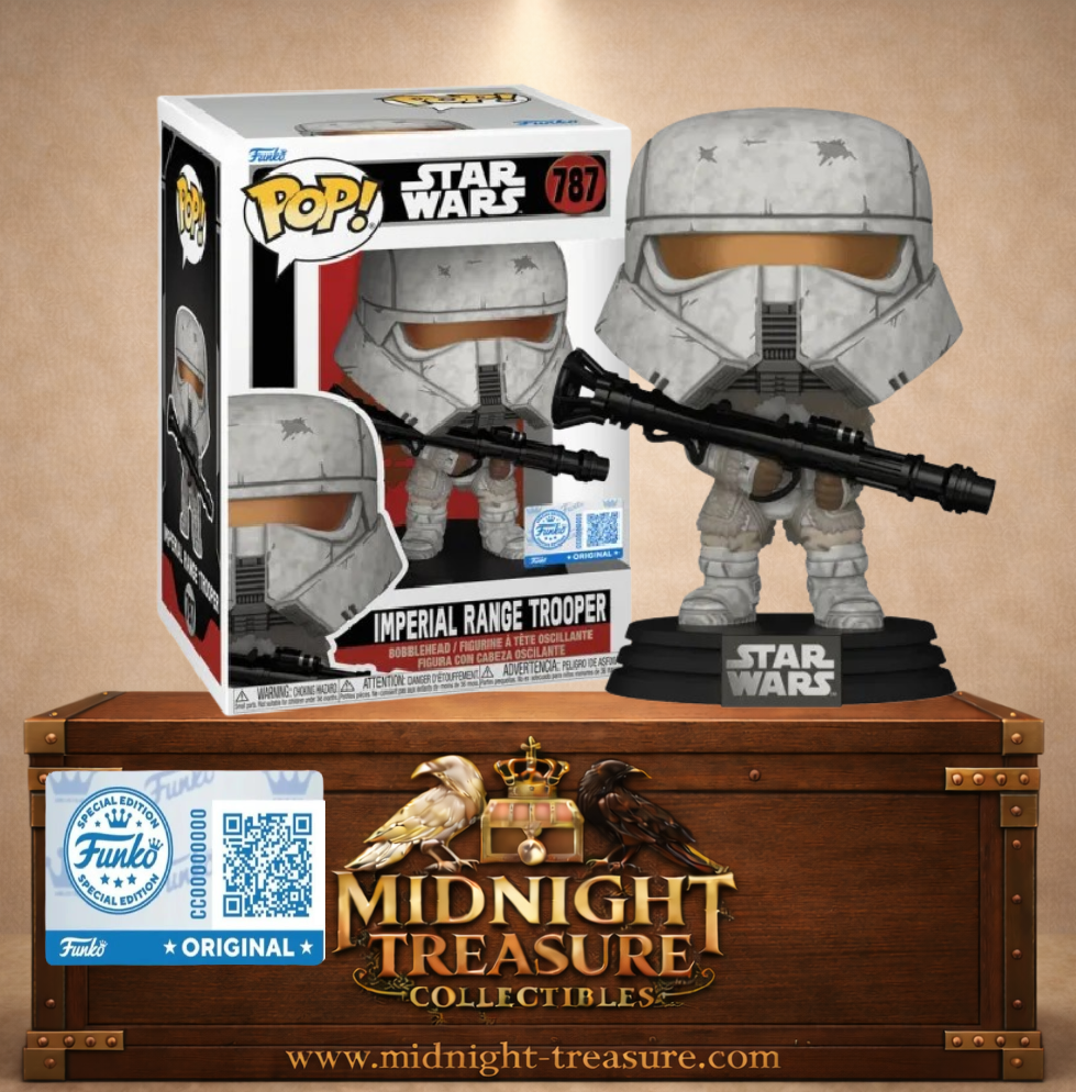 Funko Pop! Star Wars N°787 Imperial Range Trooper en armure blanche usée avec arme lourde, édition exclusive Andor.