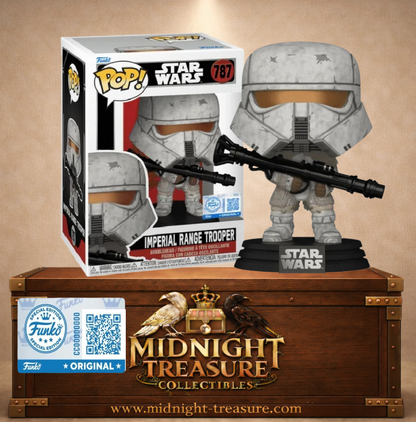 Funko Pop! Star Wars N°787 Imperial Range Trooper en armure blanche usée avec arme lourde, édition exclusive Andor.