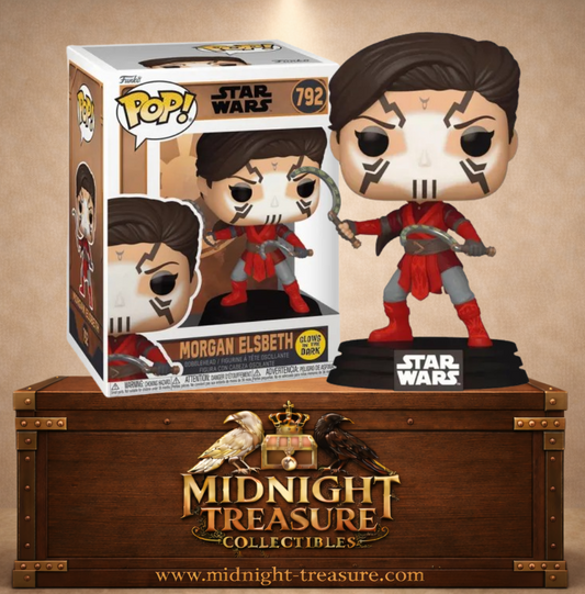 Funko Pop! Star Wars N°792 – Morgan Elsbeth Glow in the Dark – Tales of the Empire. Figurine Morgan Elsbeth avec tatouages mystiques et arme circulaire.
