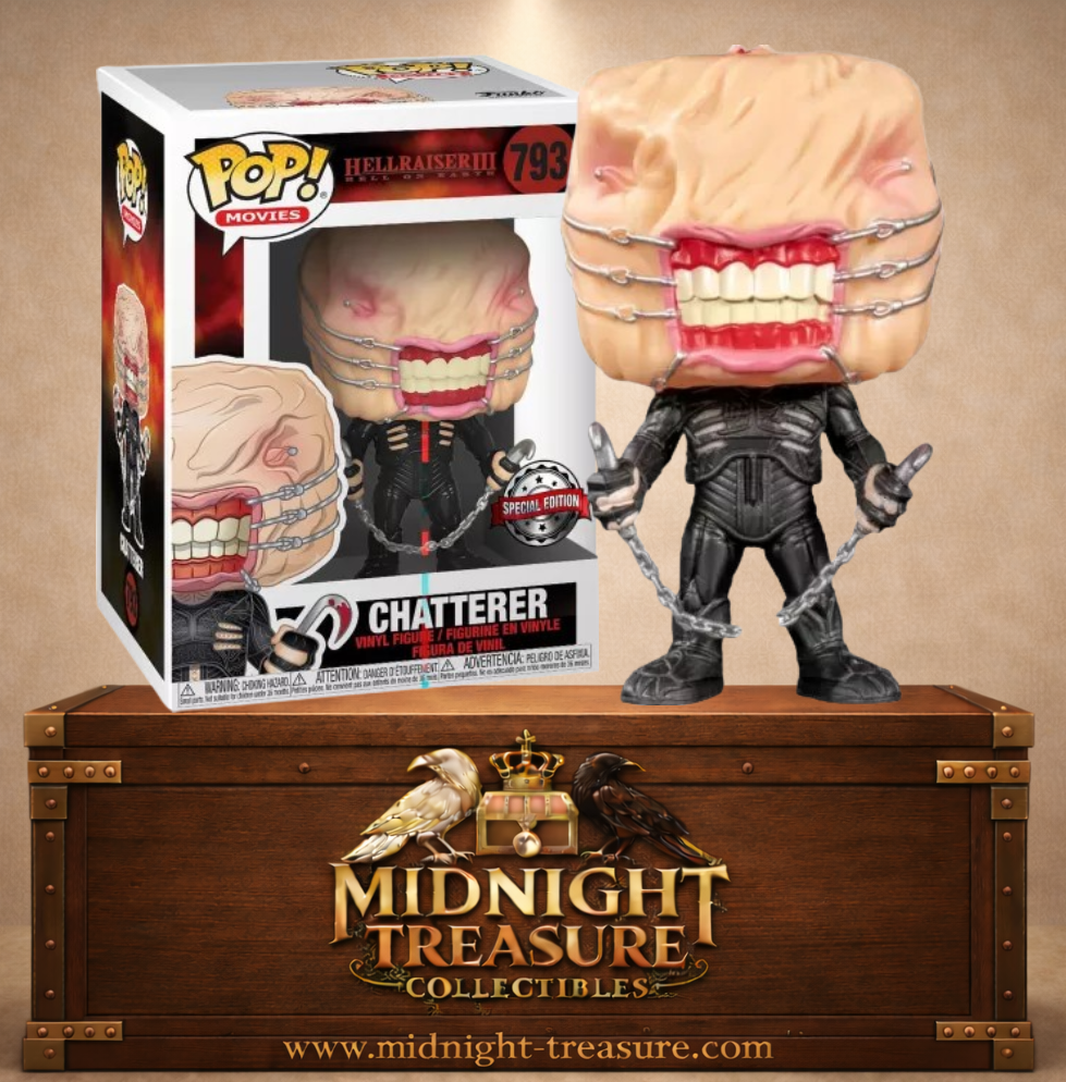 Funko Pop! N°793 Chatterer de Hellraiser Special Edition, Cenobite avec visage mutilé, bouche maintenue ouverte par des crochets et chaînes.