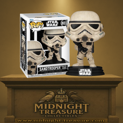 Funko Pop! Star Wars – Sandtrooper (Deleted Scene) N°803. Figurine Stormtrooper impérial en armure sable, blaster en main, inspirée des scènes coupées de Star Wars: Un nouvel espoir.