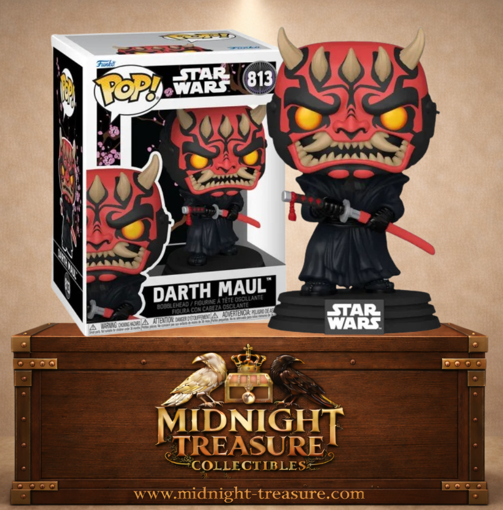 Funko Pop! N°813 Darth Maul Impressions Star Wars, réinterprétation japonaise avec masque d’oni, tenue noire et katana rouge.