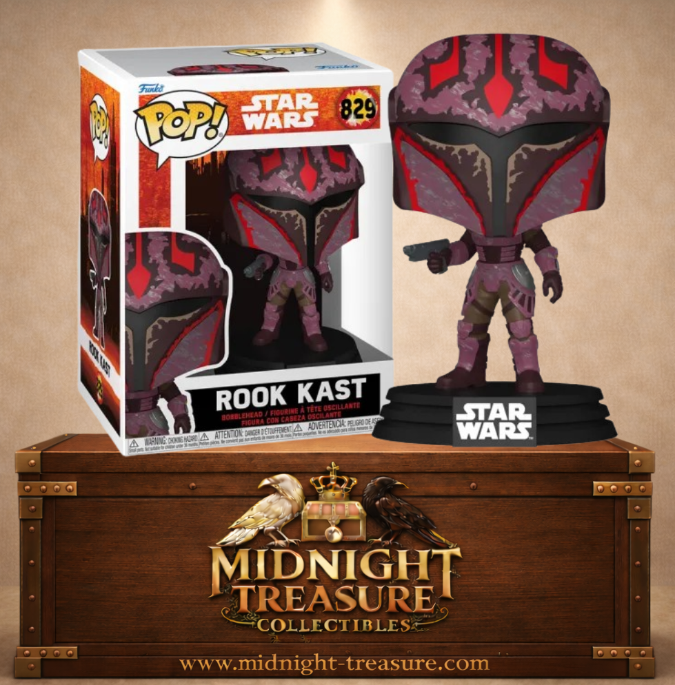 Funko Pop! Star Wars N°829 – Rook Kast – Maul Shadow Lord. Figurine mandalorienne rouge avec blaster, fidèle alliée de Dark Maul.