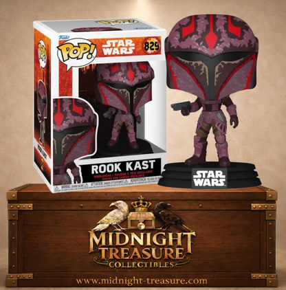 Funko Pop! Star Wars N°829 – Rook Kast – Maul Shadow Lord. Figurine mandalorienne rouge avec blaster, fidèle alliée de Dark Maul.