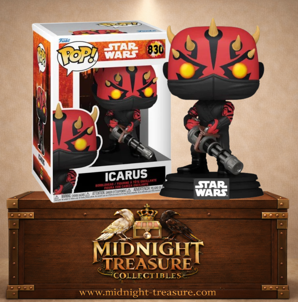 Funko Pop! Star Wars N°830 – Icarus – Maul Shadow Lord. Figurine personnage Zabrak armé avec motifs rouges et noirs.
