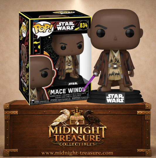 Funko Pop! Star Wars N°834 – Mace Windu Maître Jedi sabre laser violet.
