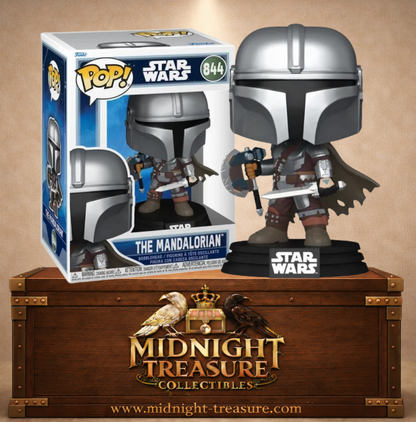Funko Pop! Star Wars N°844 – The Mandalorian (Dual Wield) dans son armure beskar avec deux armes de combat inspiré du film The Mandalorian & Grogu.