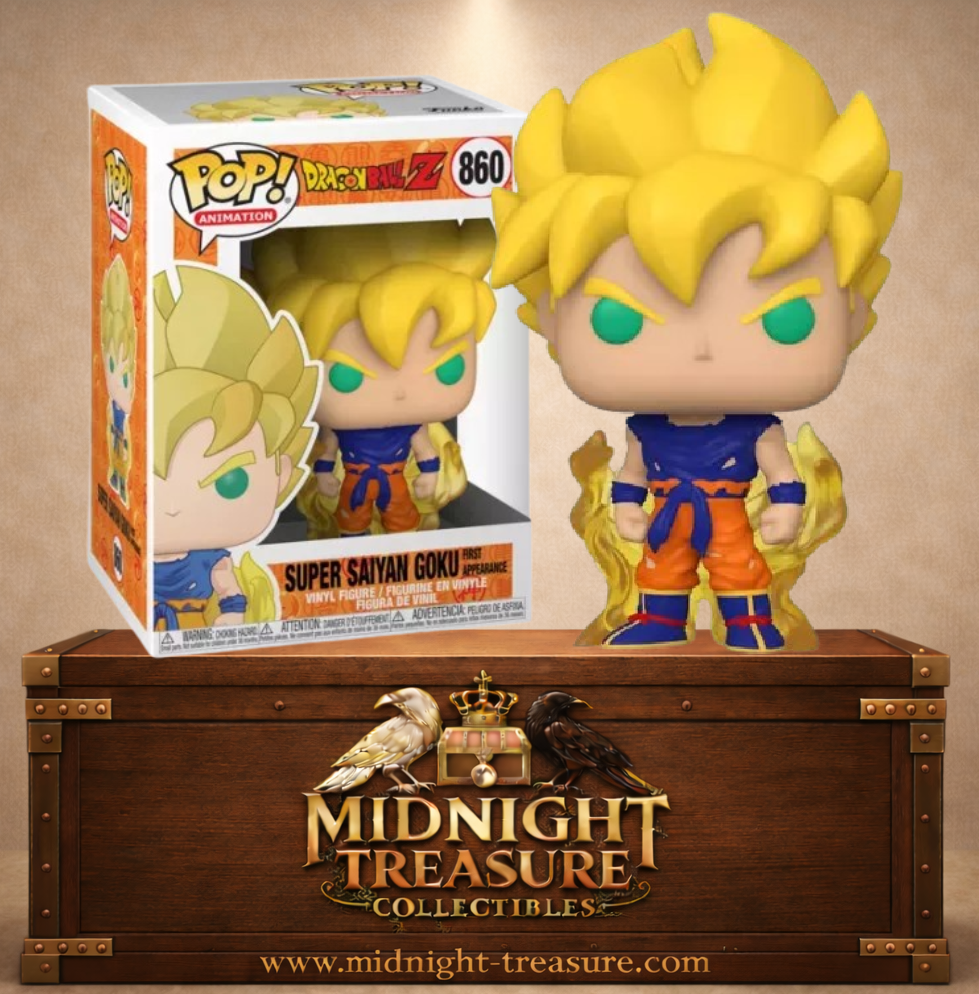 Funko Pop! Animation N°860 – Son Goku Super Saiyan First Appearance avec son aura dorée, inspiré de Dragon Ball Z.