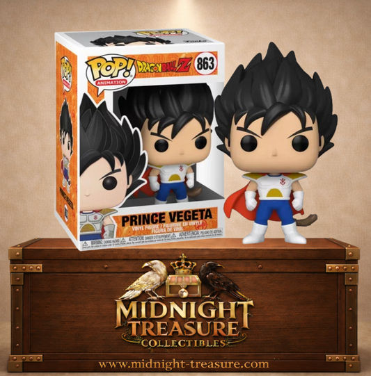 Funko Pop! Dragon Ball Z N°863 – Prince Vegeta enfant avec armure Saiyan et cape rouge. Une figurine fidèle parfaite pour les fans de Dragon Ball.