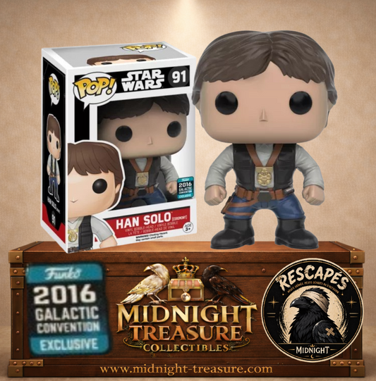 Funko Pop! N°91 Han Solo Ceremony (Han Solo en tenue de cérémonie) Star Wars, Galactic Convention Exclusive 2016 avec Médaille de Yavin.