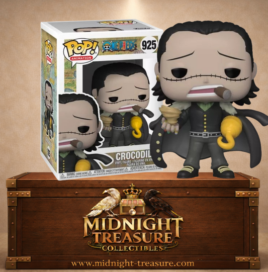 Funko Pop! Animation N°925 – Crocodile – One Piece. Figurine Crocodile avec manteau, cigare et crochet doré.