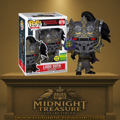 Funko Pop! Dungeons & Dragons – Lord Soth (N°979). Chevalier de la Mort en armure sombre avec effet Glow in the Dark, édition exclusive SDCC Summer Convention 2024.