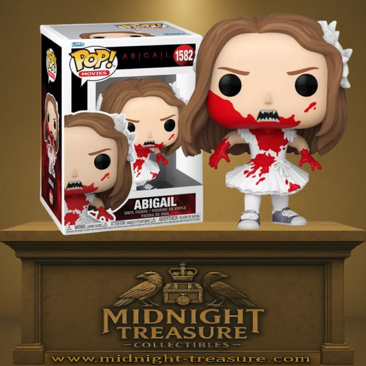 Funko Pop! Abigail â Abigail EnsanglantĂ©e (N°1582). Figurine reprĂ©sentant Abigail en robe de ballerine blanche couverte de sang. Une Pop! terrifiante inspirĂ©e du film dâhorreur 2024.