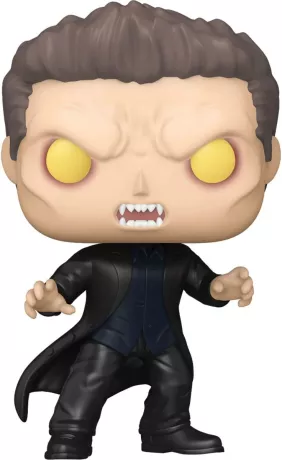 Funko Pop! Buffy contre les Vampires – Angel (Vampire) (N°1618). Vampire aux yeux jaunes et crocs acérés, en manteau noir. Une figurine culte pour les fans de la série Buffy.

