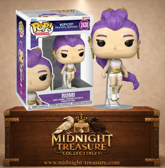 Funko Pop! Animation N°2430 – Rumi (What It Sounds Like) en tenue blanche et dorée dans KPop Demon Hunters.
