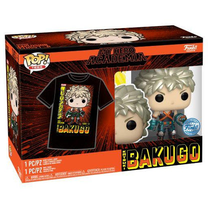 💥👕 Funko Pop! Animation N°249 – Katsuki Bakugo (Metallic) + T-shirt (L) – My Hero Academia 👕💥