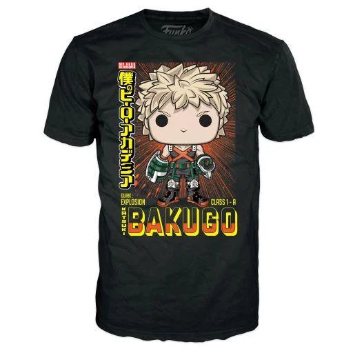💥👕 Funko Pop! Animation N°249 – Katsuki Bakugo (Metallic) + T-shirt (L) – My Hero Academia 👕💥