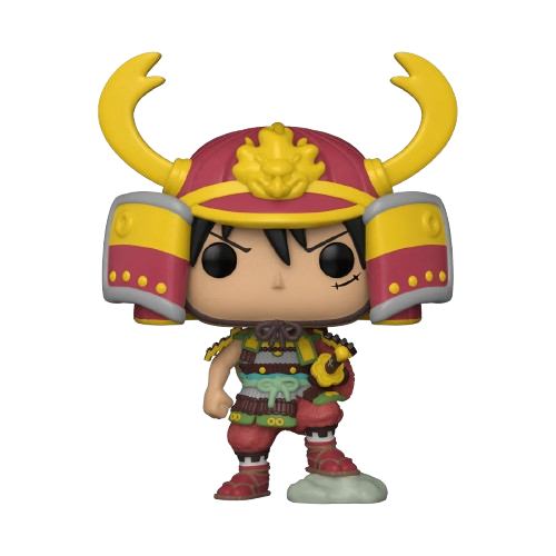 Funko Pop! Armored Luffy (1262), figurine exclusive de One Piece représentant Luffy en armure de samouraï, avec un casque rouge orné de cornes dorées, une armure détaillée et un katana, fidèle à son apparence dans l'arc Wano.