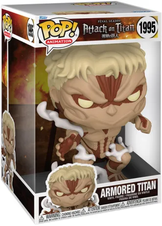 Funko Pop! L’Attaque des Titans – Armored Titan (N°1995 – 25 cm). Titan massif recouvert d’armure, avec effets de vapeur et posture agressive. Une pièce de collection impressionnante pour les fans d’Attack on Titan.

