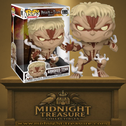 Funko Pop! L’Attaque des Titans – Armored Titan (N°1995 – 25 cm). Titan massif recouvert d’armure, avec effets de vapeur et posture agressive. Une pièce de collection impressionnante pour les fans d’Attack on Titan.

