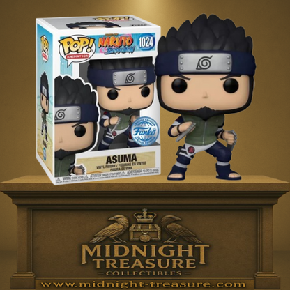Funko Pop! Naruto Shippuden – Asuma Sarutobi (N°1024). En position de combat avec ses lames chakras. Sensei emblématique de Konoha, figurine incontournable de l’univers Naruto. Version avec sticker Special Edition.