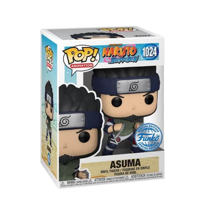 Funko Pop! Naruto Shippuden – Asuma Sarutobi (N°1024). En position de combat avec ses lames chakras. Sensei emblématique de Konoha, figurine incontournable de l’univers Naruto. Version avec sticker Special Edition.