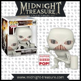 "Funko Pop! War Hammer Titan (1449) de Attack on Titan. Figurine officielle représentant le Titan Marteau d’Armes avec son design spectral blanc, ses cicatrices rouges et son marteau de cristal, fidèle à la série animée L’Attaque des Titans."