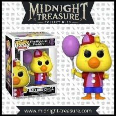 Figurine Funko Pop! Balloon Chica (910) de Five Nights at Freddy's, tenant un ballon violet et portant une casquette à hélice, en édition limitée