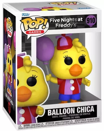 Figurine Funko Pop! Balloon Chica (910) de Five Nights at Freddy's, tenant un ballon violet et portant une casquette à hélice, en édition limitée