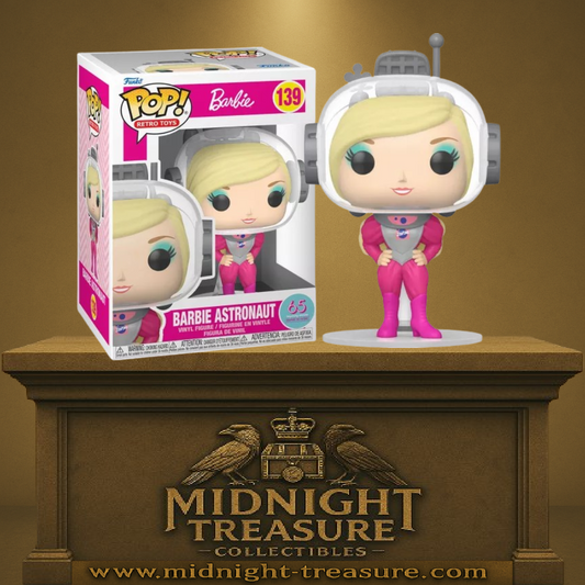 Funko Pop! Retro Toys – Barbie Astronaut – N°139. Barbie en combinaison rose avec casque spatial. Une figurine inspirante pour tous les fans de Barbie et de conquête spatiale.