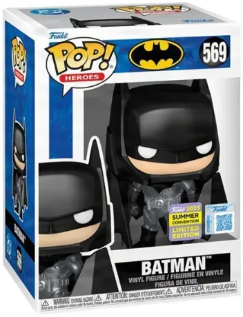 Funko Pop! DC Comics – Batman (N°569) – Summer Convention 2023. Figurine exclusive du Chevalier Noir avec cape déployée et costume noir métallisé. Un must-have pour les fans de DC.

