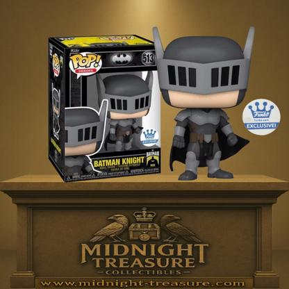 "Funko Pop! Batman & Robin – Batman Knight (513). La version chevaleresque de Batman avec une armure impressionnante et un casque inspiré des chevaliers médiévaux. Une figurine incontournable pour les fans de DC Comics et du Chevalier Noir !"
