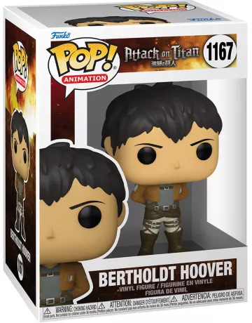 Funko Pop! L’Attaque des Titans – Bertholdt Hoover (N°1167). En uniforme du Bataillon d’exploration, bras croisés. Un personnage clé et secret de la série culte.
