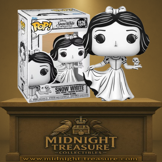 Funko Pop! Disney – Blanche-Neige (N°1526, version esquisse). Figurine exclusive en noir et blanc représentant Blanche-Neige avec un oiseau dans la main. Une pièce de collection unique inspirée du tout premier classique Disney.