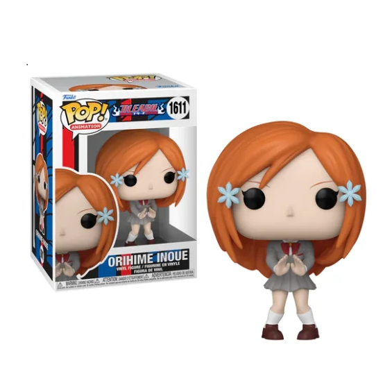 Funko Pop! Bleach 1611 - Orihime Inoue. Figurine représentant Orihime avec ses mains jointes en préparation de son sort de soin Souten Kisshun, avec ses iconiques barrettes en fleurs. Un incontournable pour les fans de Bleach