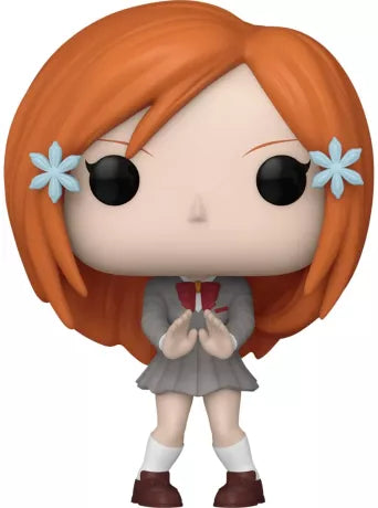 Funko Pop! Bleach 1611 - Orihime Inoue. Figurine représentant Orihime avec ses mains jointes en préparation de son sort de soin Souten Kisshun, avec ses iconiques barrettes en fleurs. Un incontournable pour les fans de Bleach