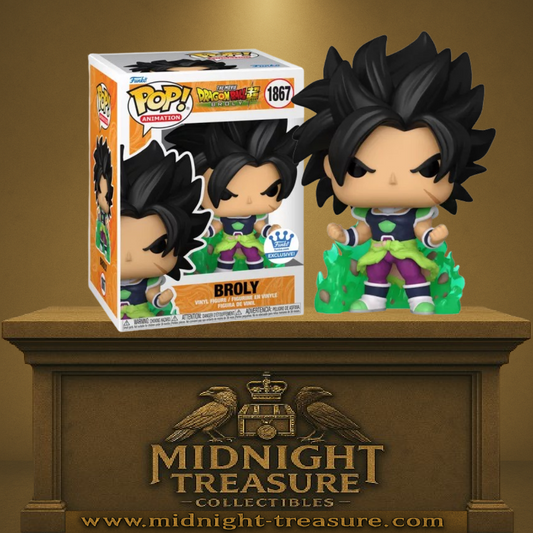 Funko Pop! Dragon Ball Super – Broly – N°1867 – Funko Exclusive – 9 cm – Funko. Broly dans sa tenue de combat avec aura verte translucide. Une Pop! explosive pour les fans de Dragon Ball !
