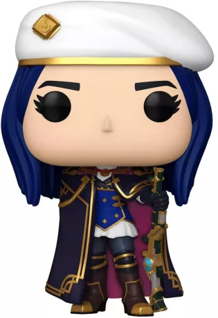 Funko Pop! Arcane – Caitlyn (N°1488). Tenue bleue et or avec casquette blanche, tenant un fusil de précision. Une figurine élégante et détaillée pour les fans de la série et de League of Legends.

