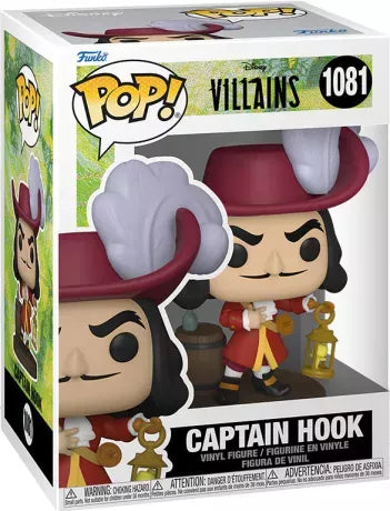 1️⃣ Funko Pop! Capitaine Crochet (1081) dans sa boîte – Disney Villains – Peter Pan. Figurine de collection représentant le méchant emblématique de Neverland.