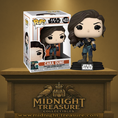 "Funko Pop! Star Wars – Cara Dune (403) – Figurine The Mandalorian avec blaster et armure bleue. Une héroïne rebelle incontournable de la série culte Star Wars." 👑

