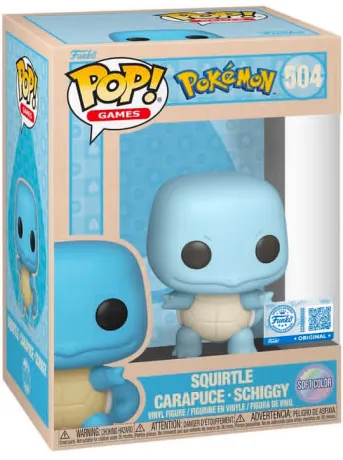 Funko Pop! Pokémon – Carapuce (Squirtle) – N°504 – Soft Color – EMEA. Carapuce en pose dynamique, couleurs pastel douces. Une figurine attendrissante pour les fans de Pokémon de toutes générations.