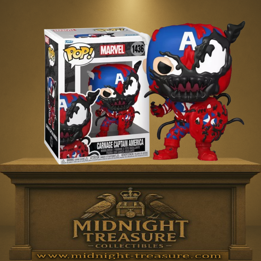 Funko Pop! Marvel – Carnage Captain America (N°1436). Fusion terrifiante entre Captain America et le symbiote Carnage, avec un design saisissant et des détails puissants. Un must-have pour les fans de Marvel.