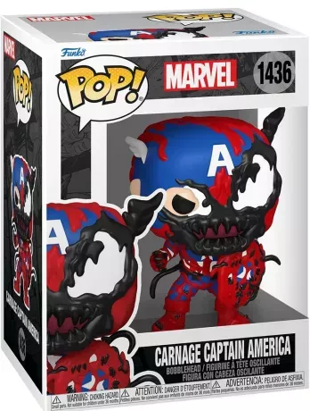 Funko Pop! Marvel – Carnage Captain America (N°1436). Fusion terrifiante entre Captain America et le symbiote Carnage, avec un design saisissant et des détails puissants. Un must-have pour les fans de Marvel.