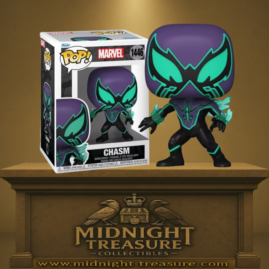 Funko Pop! Marvel Comics – Chasm (N°1446). Ben Reilly dans sa forme obscure avec costume violet et effets verts. Une figurine percutante pour les fans de Spider-Man et des anti-héros Marvel.