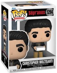 Figurine Funko Pop! Christopher Moltisanti (1294) de The Sopranos, portant une veste noire et tenant une boîte blanche, en édition limitée