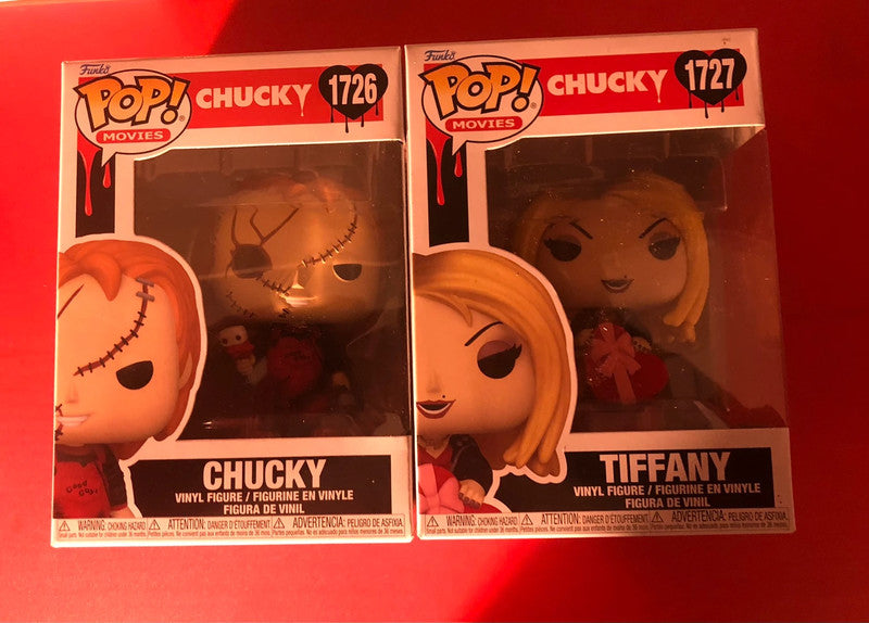 Funko Pop Chucky et Tiffany (1726 et 1727) - Série Movies - Figurines exclusives pour collectionneurs.