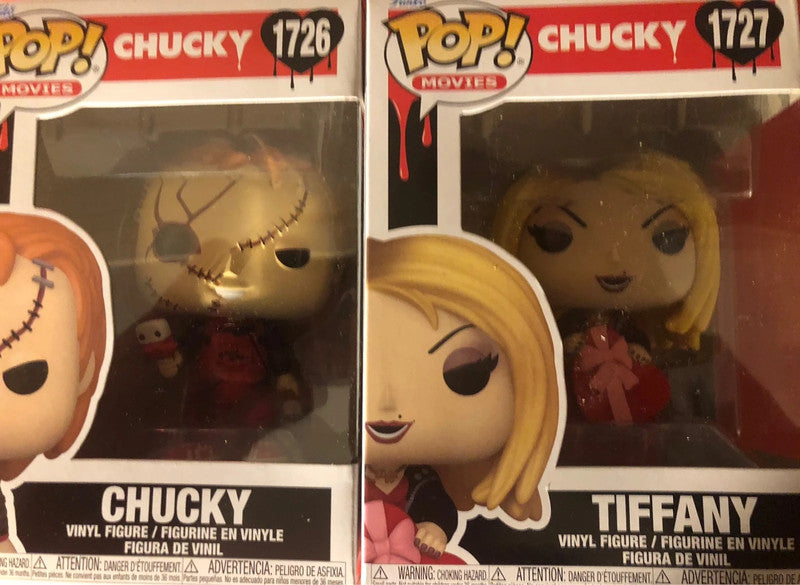 Funko Pop Chucky et Tiffany (1726 et 1727) - Série Movies - Figurines exclusives pour collectionneurs.