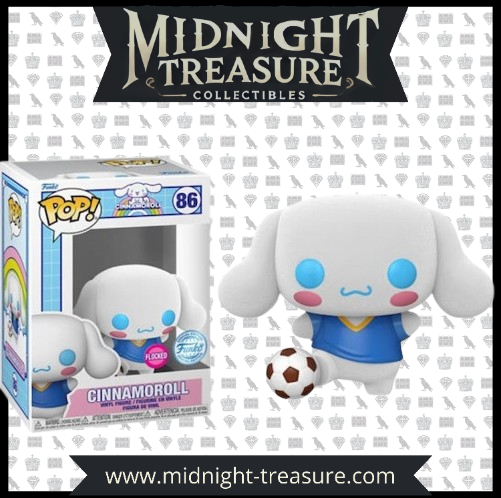 "Funko Pop! Cinnamoroll (86) â Sanrio. Version Flocked exclusive avec Cinnamoroll en tenue de football, prĂȘt Ă marquer un but avec son ballon. Un must-have pour les fans de Sanrio !"